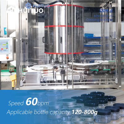 Servo- Dreh- mit einer Kappe bedeckende Maschine automatische 6 Haupt-60bpm Honey Syrup Glass Jar Bottles