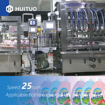 Plastikflaschen-Flüssigwaschmittel-füllende mit einer Kappe bedeckende Maschine 2L 3L 4L 5L