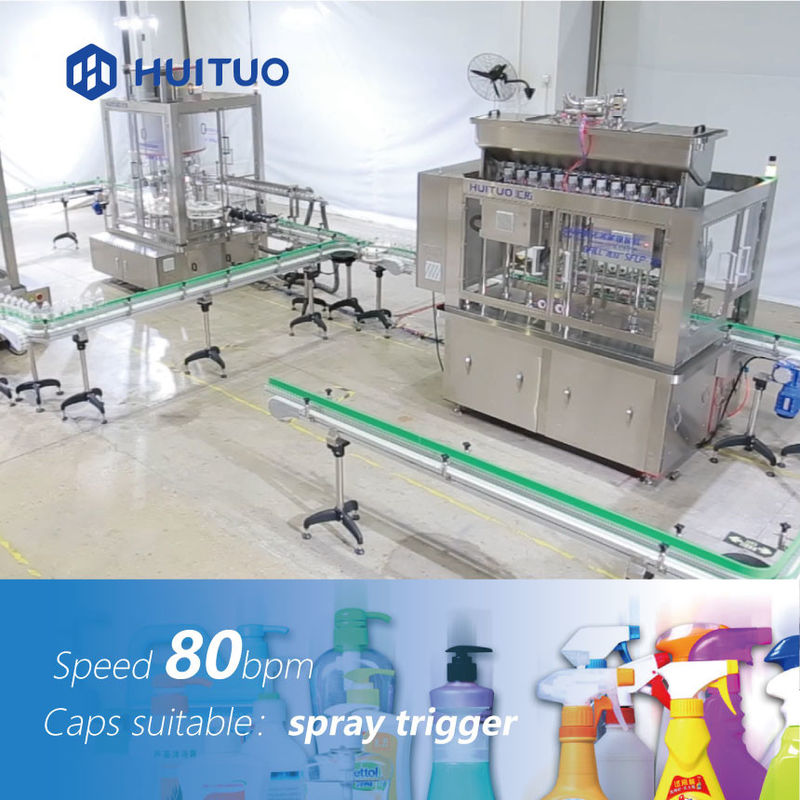 Automatische Triggersprühflasche-füllende mit einer Kappe bedeckende Maschine für Produkte der häuslichen Pflege